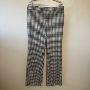 NWT Liz Claiborne Jackie Pants Straight Leg Plaid Olive Green Orange Black 12